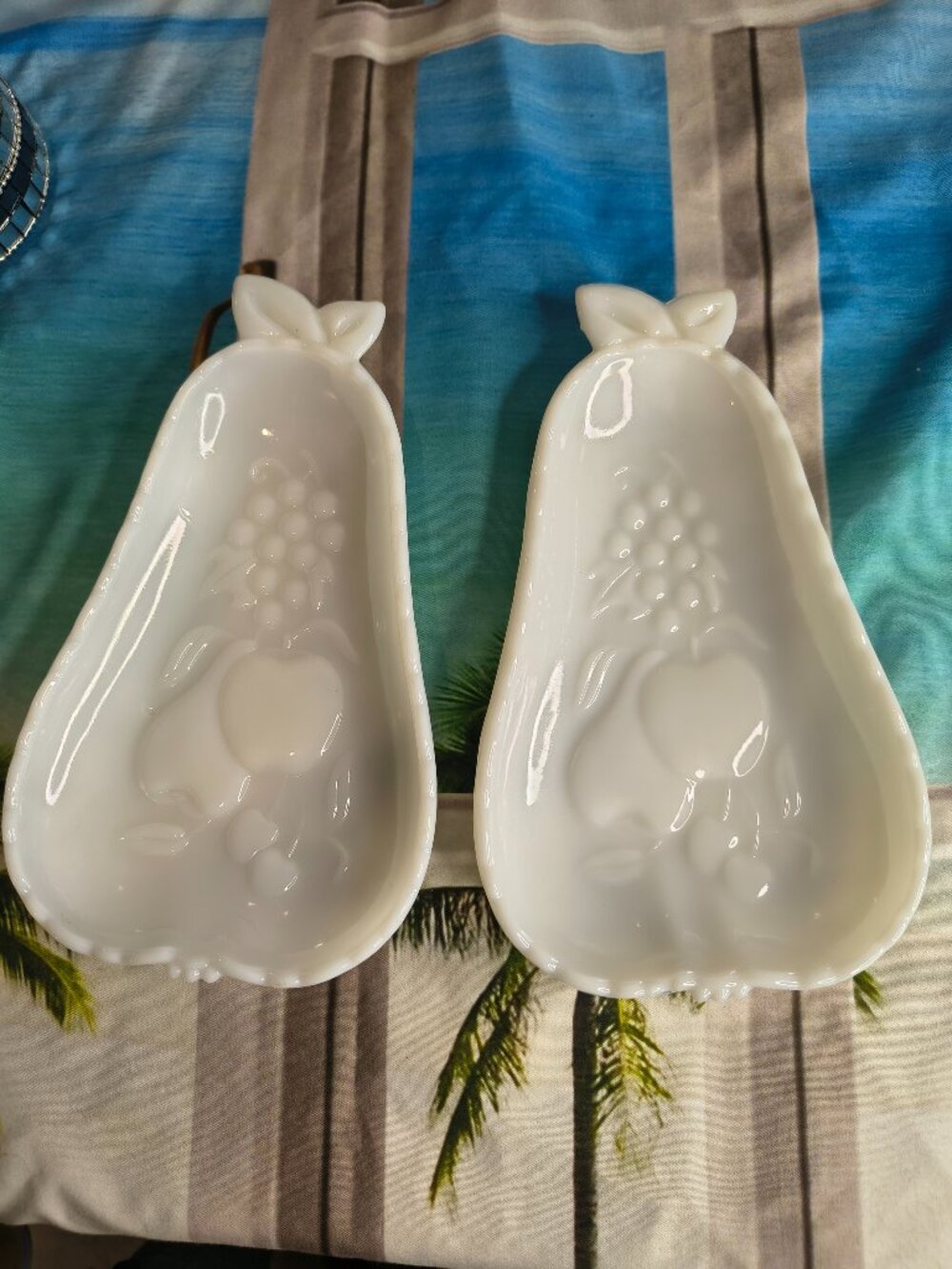 Vintage Hazel Atlas Milk Glass Pear Dishes